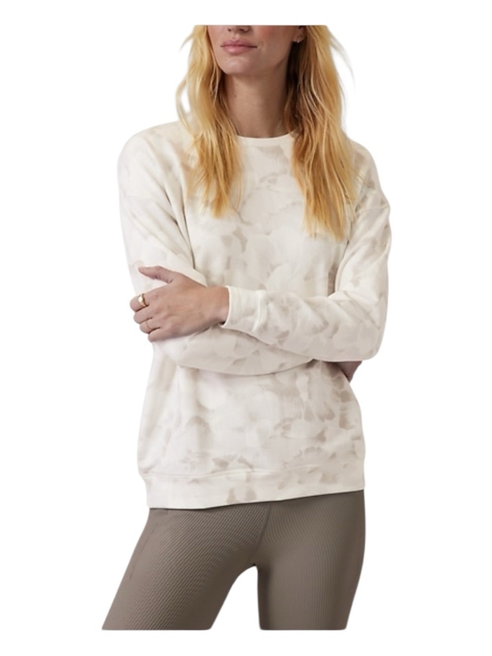 ATHLETA Chakra Floral Bluff Gray Long Sleeve Balance Sweatshirt XL
